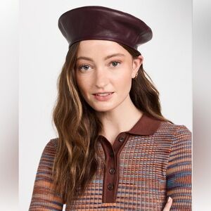 Stand Studio Freida Faux Leather Beret in burgundy, new!